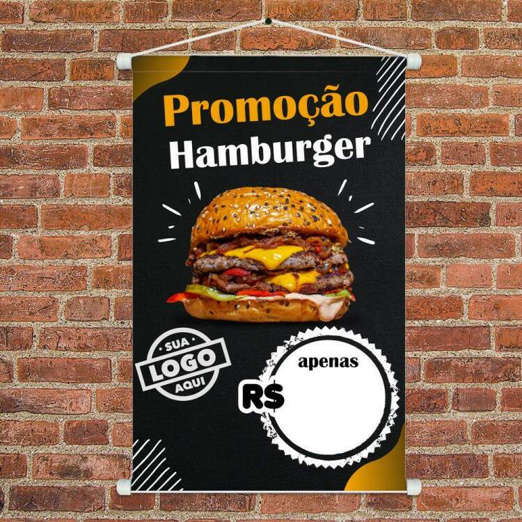 Banner Impresso em Lona Personalizado Para Hamburgueria Promoo Hamburguer