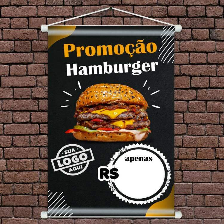 Banner Impresso em Lona Personalizado Para Hamburgueria Promoo Hamburguer