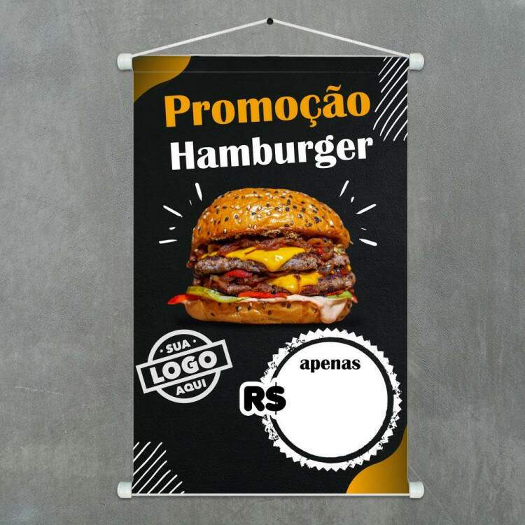 Banner Impresso em Lona Personalizado Para Hamburgueria Promoo Hamburguer