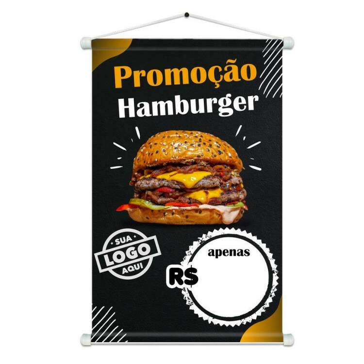 Banner Impresso em Lona Personalizado Para Hamburgueria Promoo Hamburguer