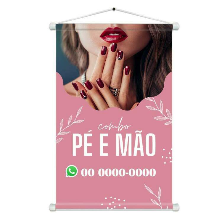 Banner Impresso em Lona Personalizado Para Manicure P e Mo com Detalhes Minimalistas