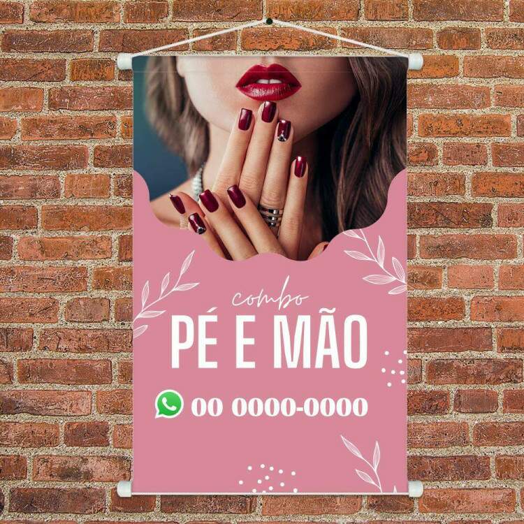 Banner Impresso em Lona Personalizado Para Manicure P e Mo com Detalhes Minimalistas