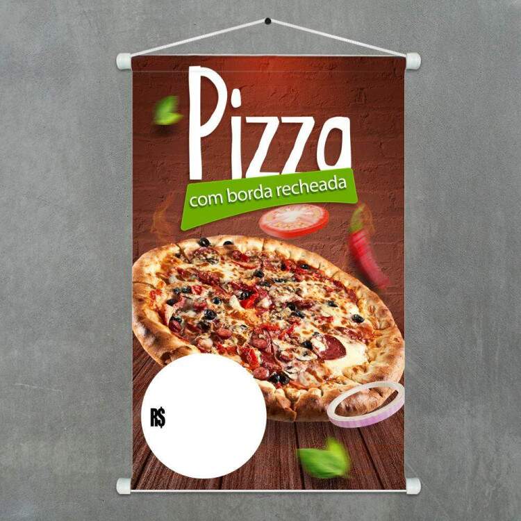 Banner Impresso em Lona Personalizado Para Pizzaria Pizza com Borda Recheada