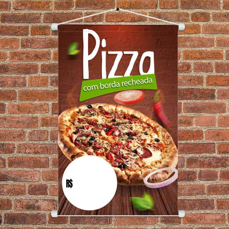 Banner Impresso em Lona Personalizado Para Pizzaria Pizza com Borda Recheada