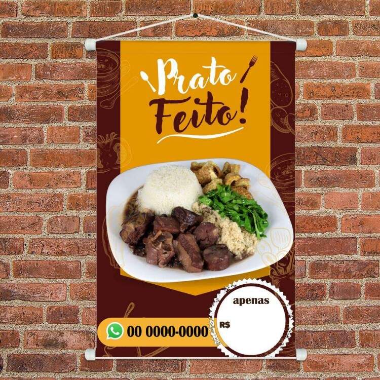 Banner Impresso em Lona Personalizado Para Restaurante Prato Feito