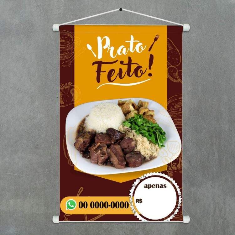 Banner Impresso em Lona Personalizado Para Restaurante Prato Feito