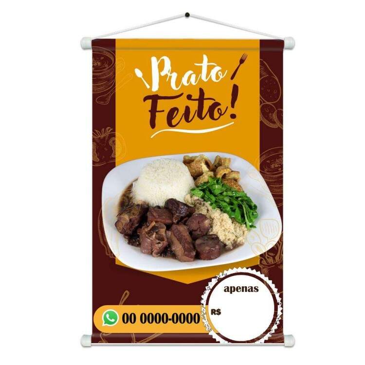 Banner Impresso em Lona Personalizado Para Restaurante Prato Feito
