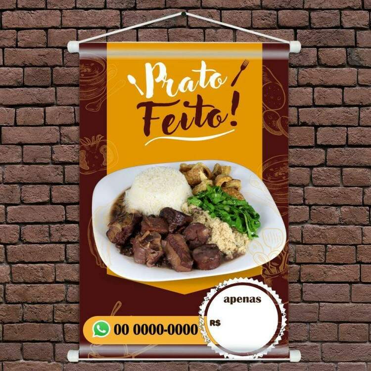Banner Impresso em Lona Personalizado Para Restaurante Prato Feito