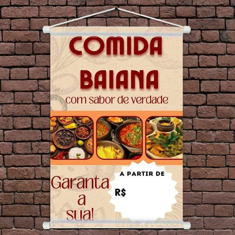 Banner Impresso em Lona Personalizado Comida Baiana com Sabor de Verdade