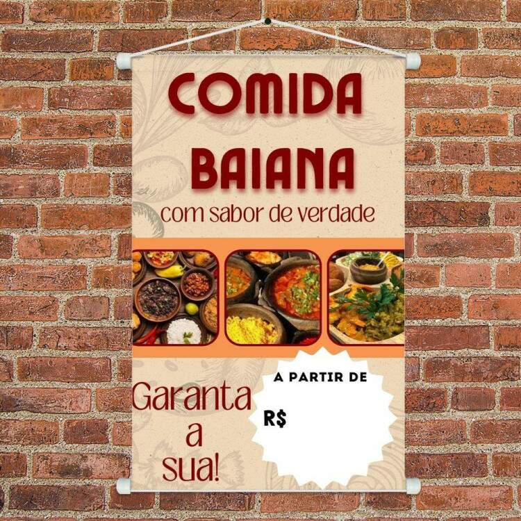 Banner Impresso em Lona Personalizado Comida Baiana com Sabor de Verdade