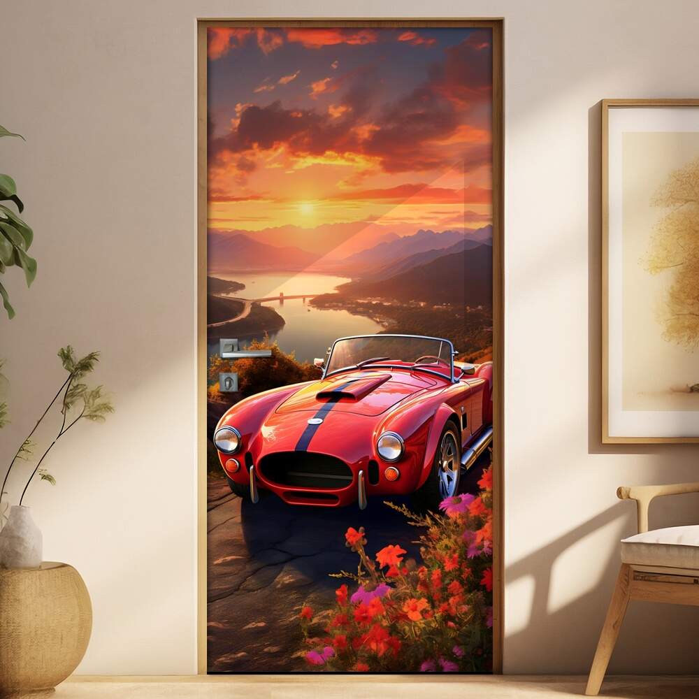 Adesivo Para Porta Carro Shelby Vermelho com Pr-do-Sol