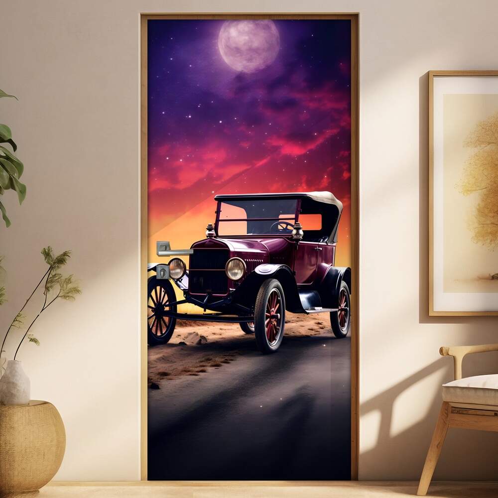 Adesivo Para Porta Carro com Pr-do-Sol de Fundo