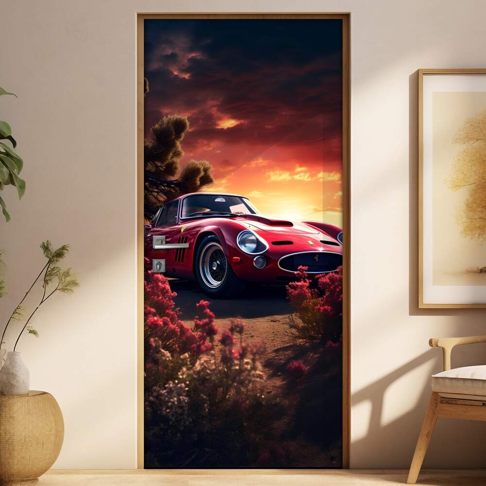 Adesivo Para Porta Carro Vermelho Estilo Ferrari Antiga