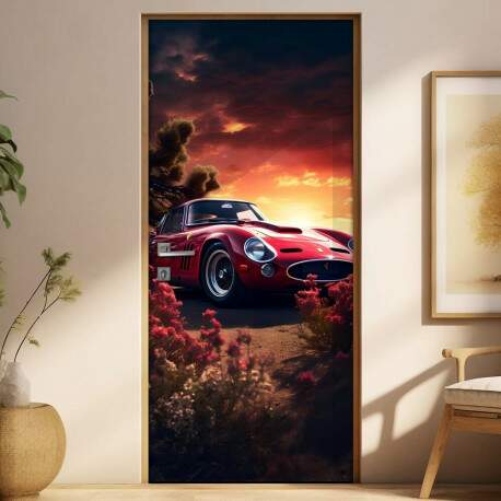 Adesivo Para Porta Carro Vermelho Estilo Ferrari Antiga