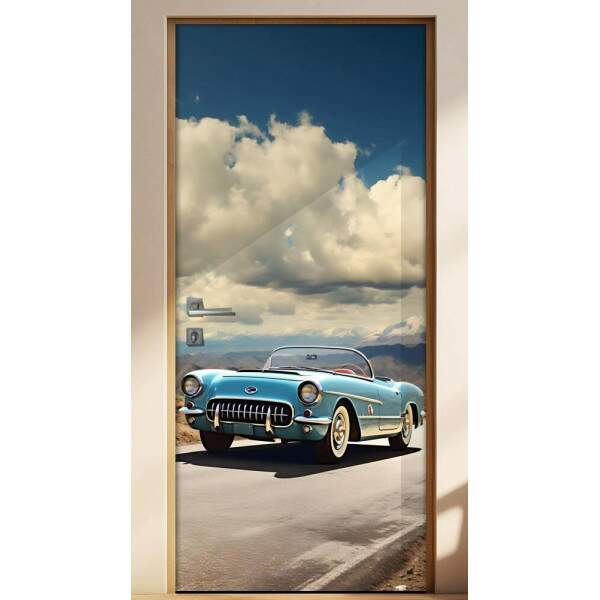 Adesivo Para Porta Carro Corvette 1953 com Detalhes Florais