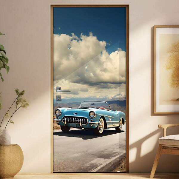 Adesivo Para Porta Carro Corvette 1953 com Detalhes Florais