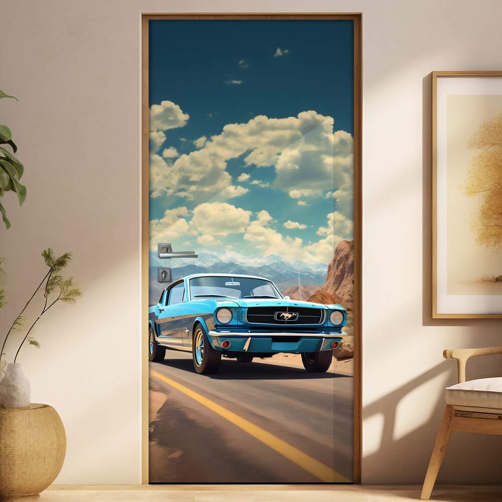 Adesivo Para Porta Pintura de Carro Mustang Azul