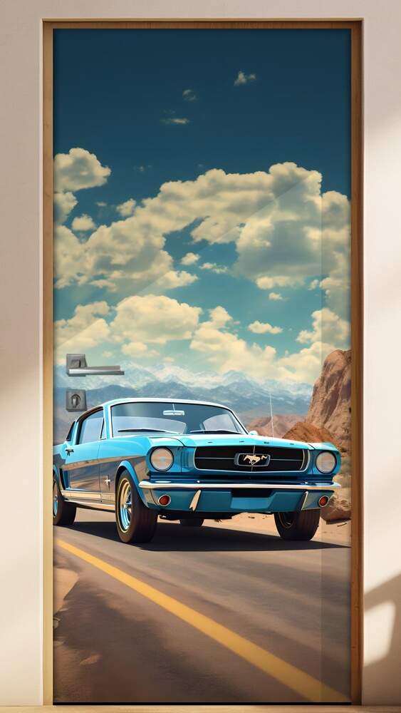 Adesivo Para Porta Pintura de Carro Mustang Azul