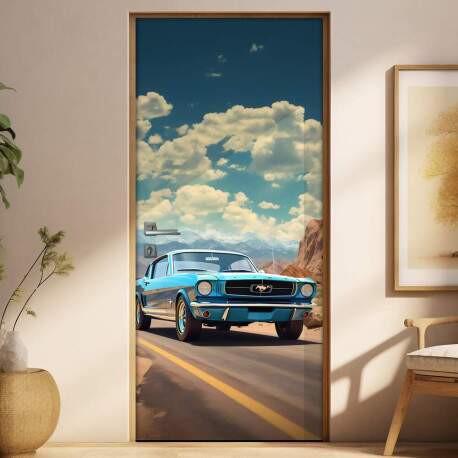 Adesivo Para Porta Pintura de Carro Mustang Azul