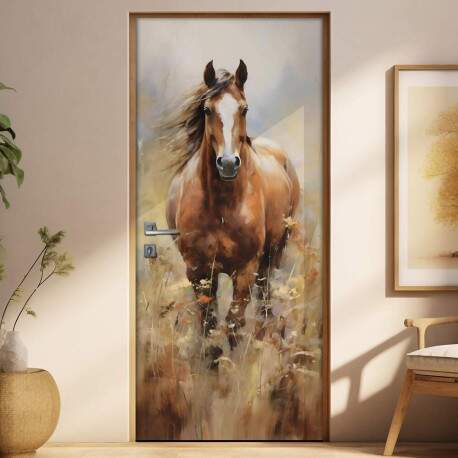 Adesivo Para Porta Pintura de um Cavalo