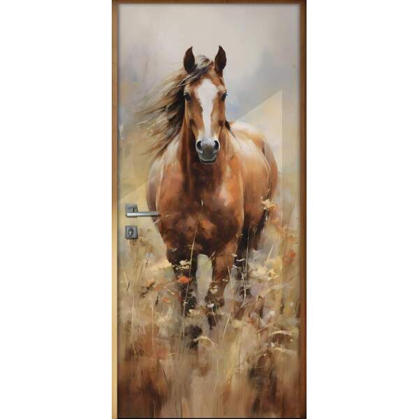 Adesivo Para Porta Pintura de um Cavalo