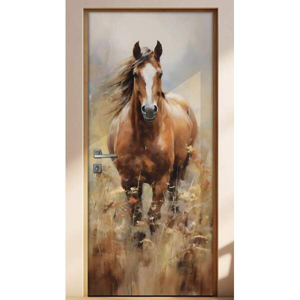 Adesivo Para Porta Pintura de um Cavalo
