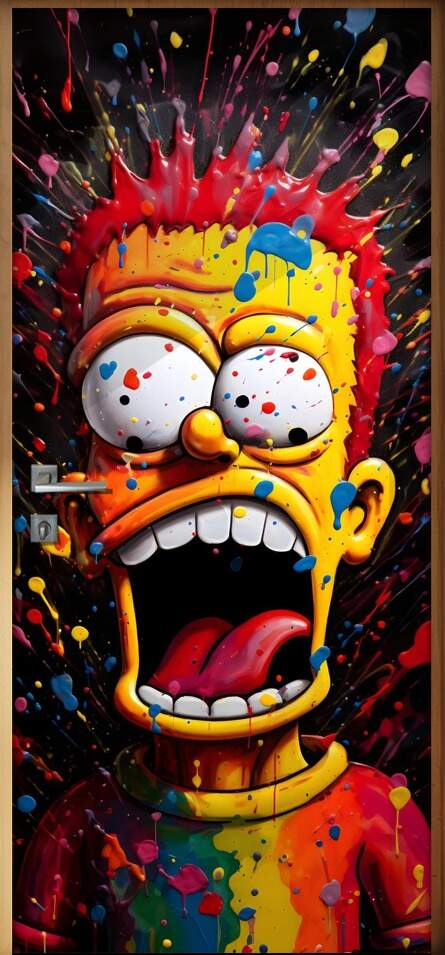 Adesivo Para Porta Estilo Pintura Cartoon