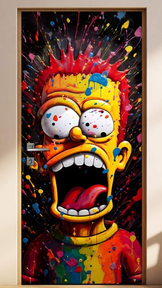 Adesivo Para Porta Estilo Pintura Cartoon