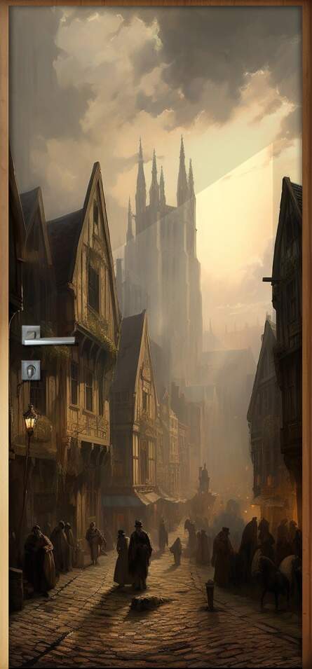 Adesivo Para Porta Cidade em Era Medieval