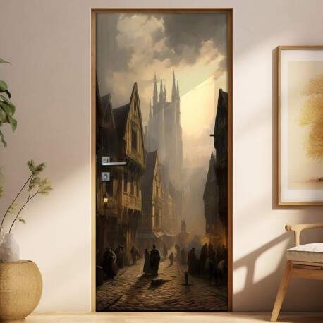 Adesivo Para Porta Cidade em Era Medieval