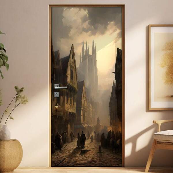 Adesivo Para Porta Cidade em Era Medieval