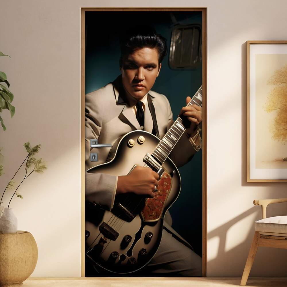 Adesivo Para Porta Elvis Presley Branco