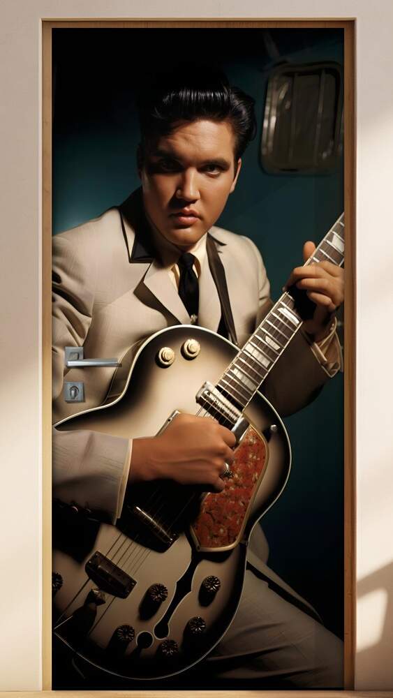 Adesivo Para Porta Elvis Presley Branco