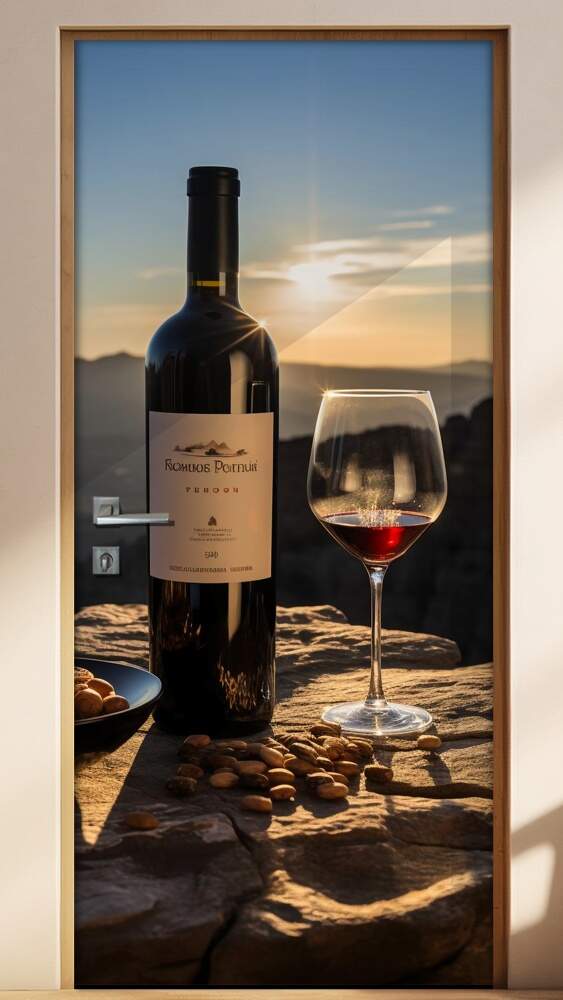Adesivo Para Porta Garrafa e Ta�a de Vinho ao P�r do Sol