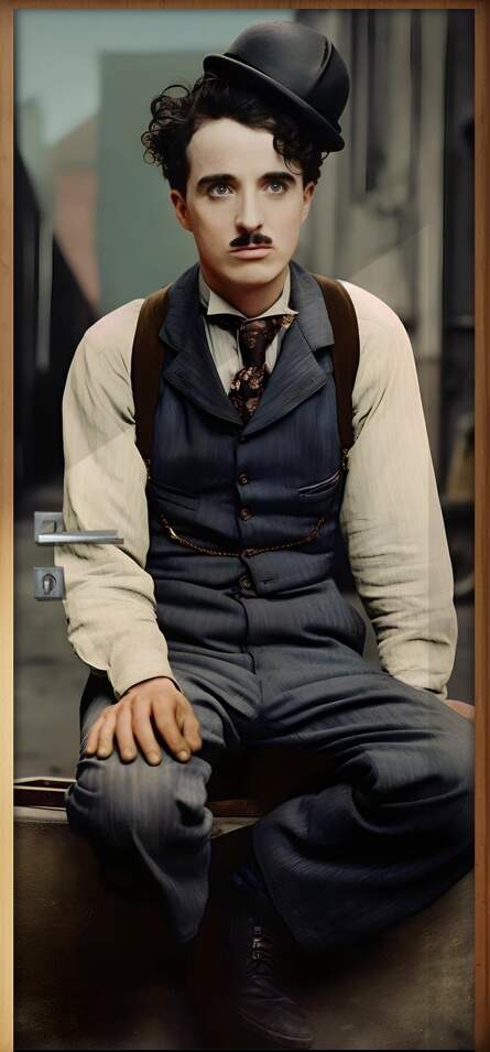 Adesivo Para Porta Homem Estilo Charlie Chaplin