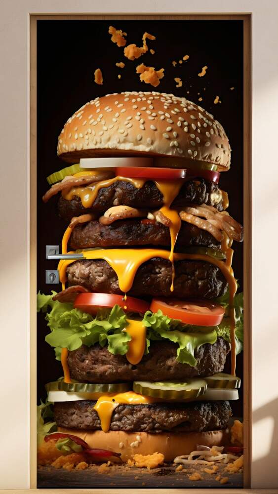 Adesivo Para Porta Hamburguer Gigante Suculento