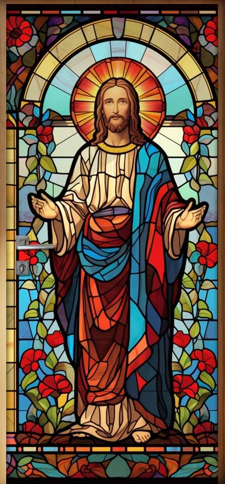 Adesivo Para Porta Vitral Colorido de Jesus