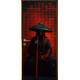 Adesivo Para Porta Samurai com Chap�u Ajoelhado