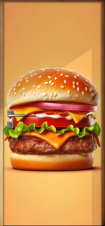Adesivo Para Porta Hamburguer Fundo Bege