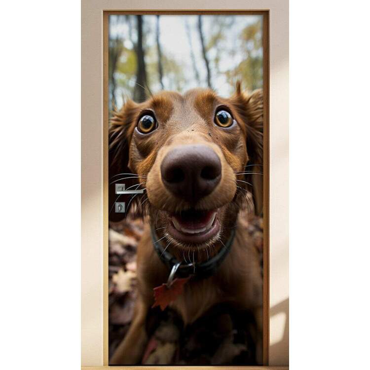 Adesivo Para Porta Cachorro Olhando Para Cmera