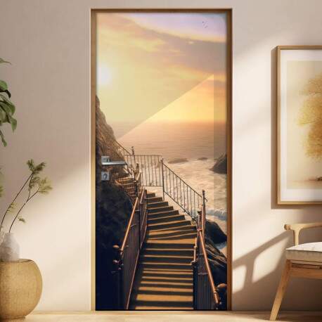 Adesivo Para Porta Escadas na Montanha do Mar