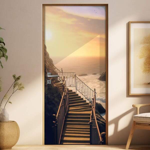 Adesivo Para Porta Escadas na Montanha do Mar