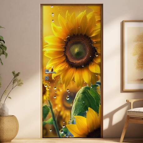Adesivo Para Porta Detalhes de Girassol