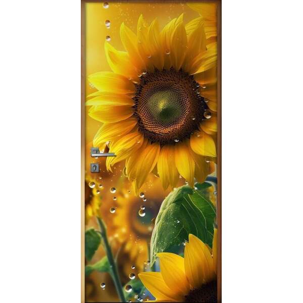 Adesivo Para Porta Detalhes de Girassol