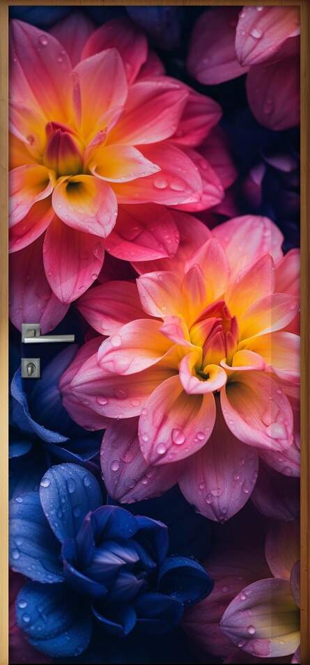 Adesivo Para Porta Detalhes de Flores Coloridas