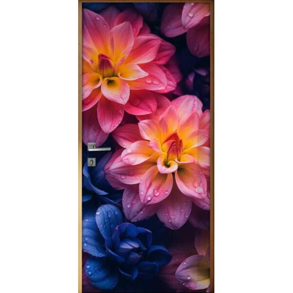 Adesivo Para Porta Detalhes de Flores Coloridas