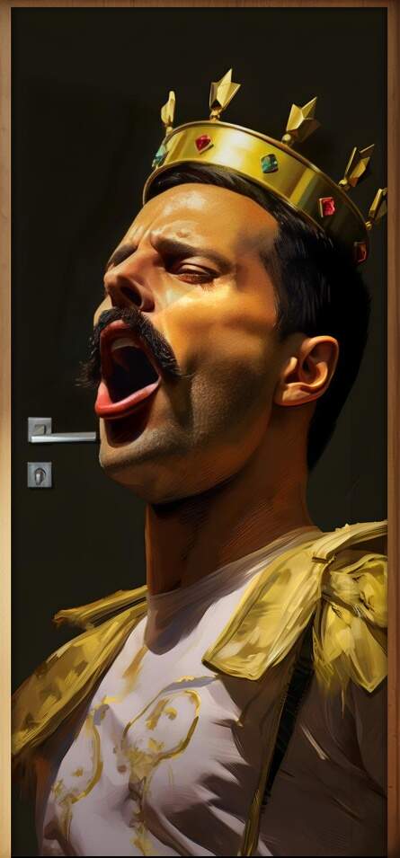 Adesivo Para Porta Freddie Mercury com Coroa