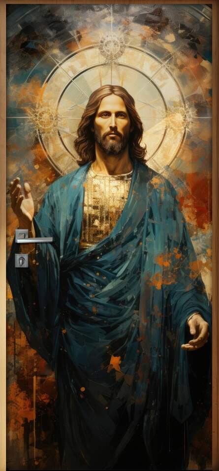 Adesivo Para Porta Jesus Cristo com Manto Azul