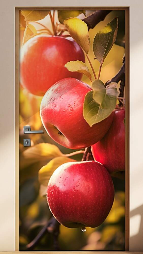 Adesivo Para Porta Ma�as Vermelhas em Galhos