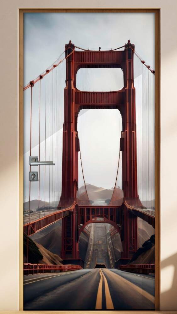 Adesivo Para Porta Ponte Golden Gate com C�u Nublado